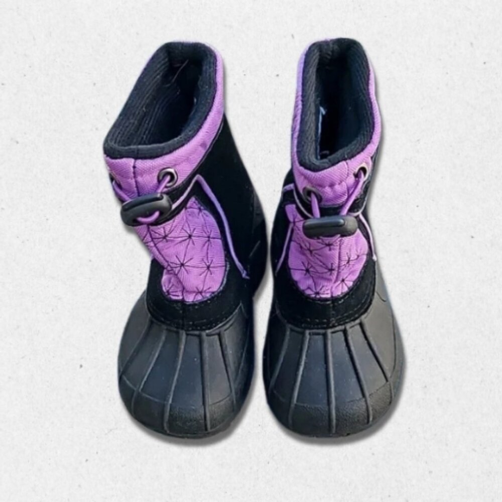 Sporto Snow Boots Rubber Soles Lace Toggle Durable Purple/Black Girls 5-6 NWT